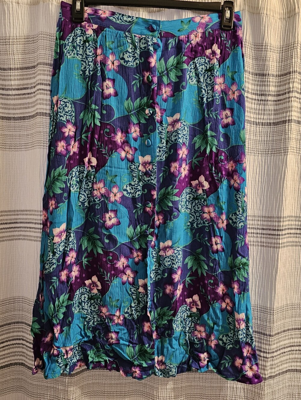 Sag Harbor Teal and Purple Floral Maxi Skirt